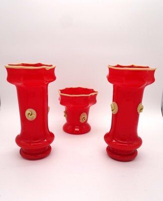 photo furniture Bohemian Art Deco Prunt Tango Vases In Glass From Kralik, 1930s, Set Of 3