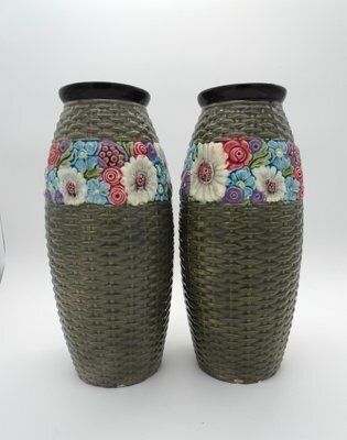 Eichwald Bohemain Art Deco Ceramic Vases, 1920s, Set Of 2 photo furniture