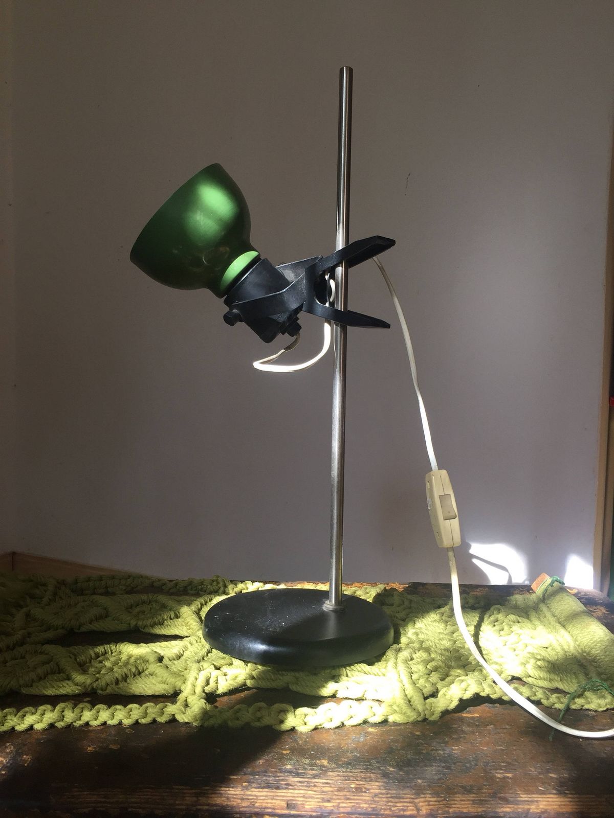 60’s Vintage Green Olive Adjustable Spot Lamp, Spotlight photo vinterior