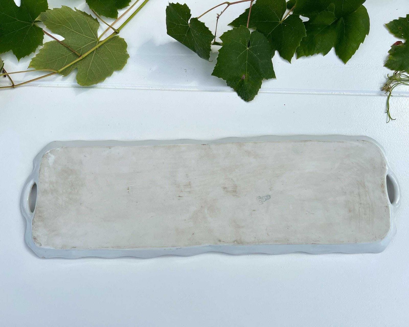 Rectangular Porcelain Tray | Xxl | Hand Painted White & Roses photo buy