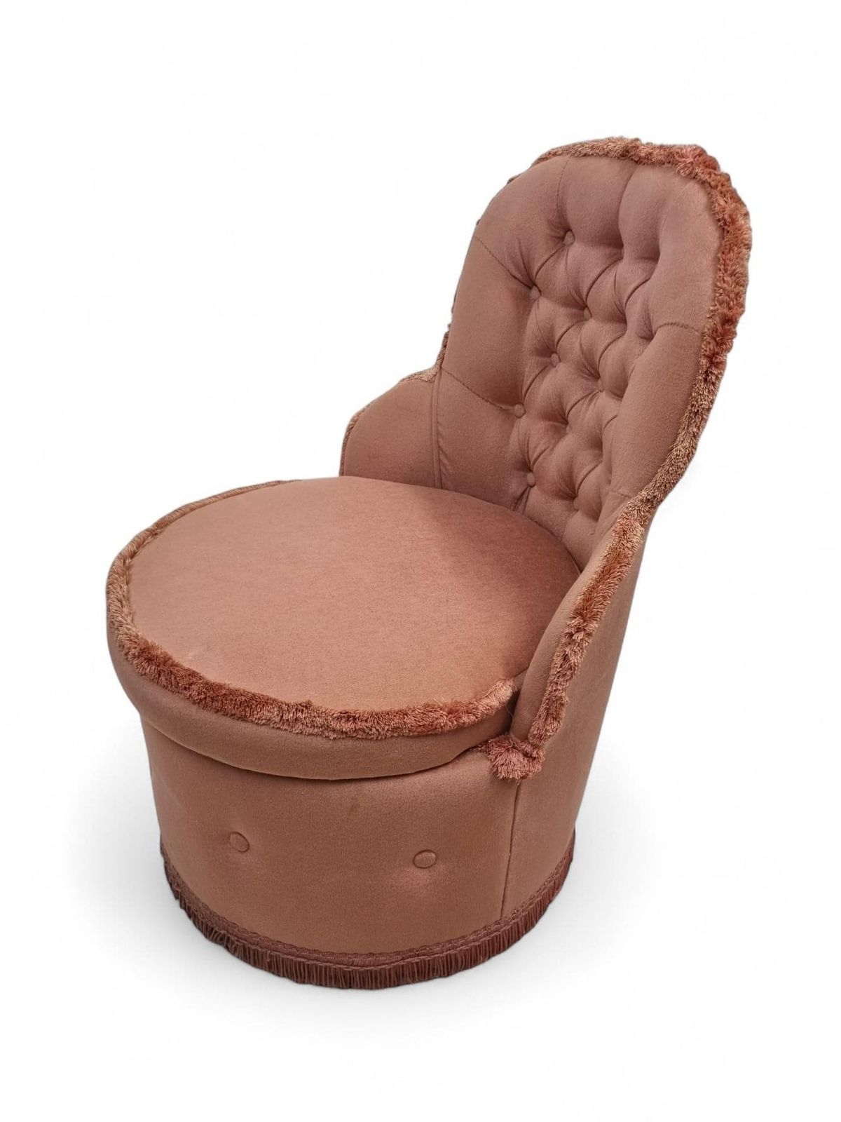 Vintage Genuine Sherborne Pouffes / Bedroom Tub Pink Chair Draylon Velvet / C1960 photo furniture