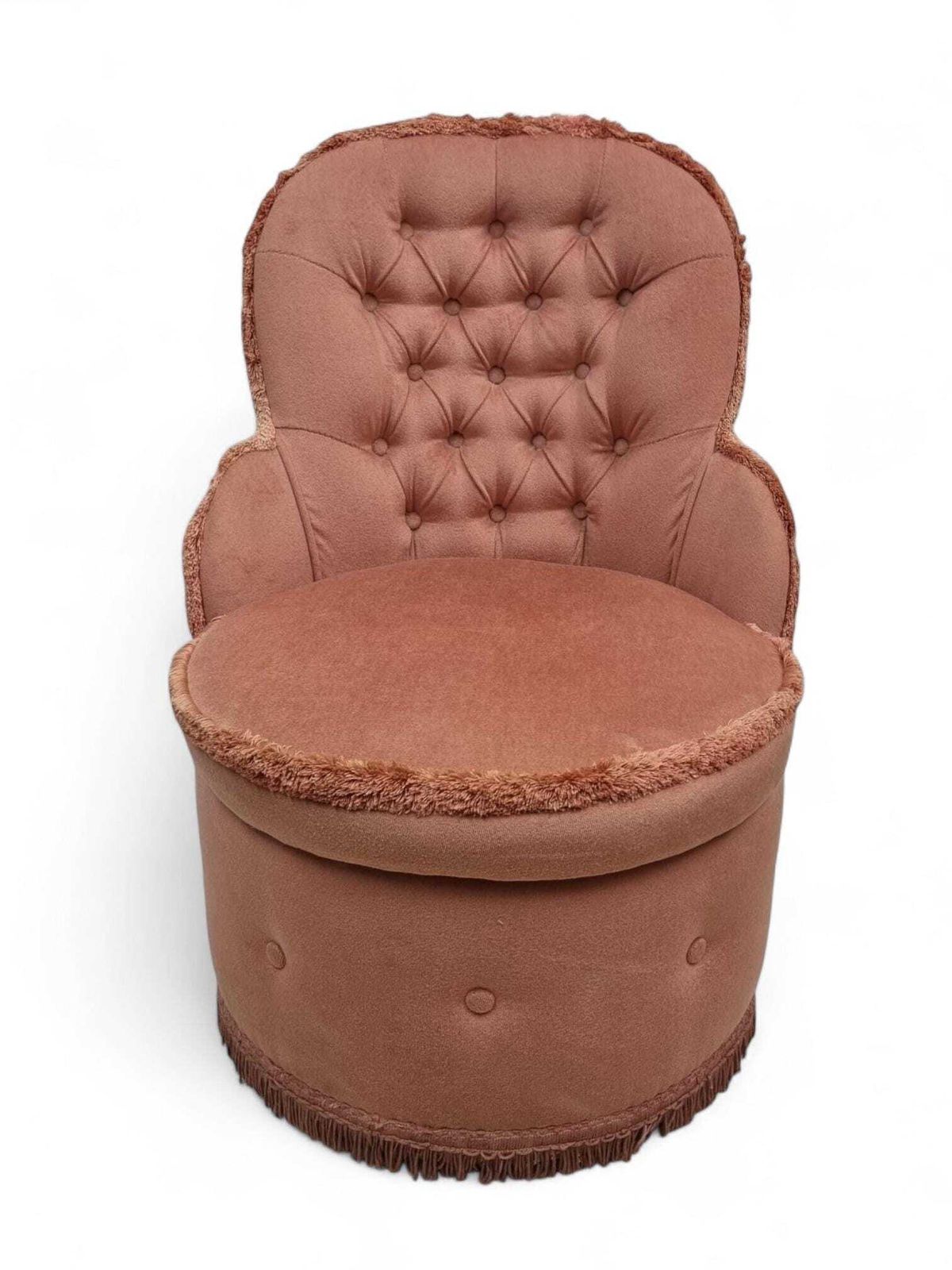 Vintage Genuine Sherborne Pouffes / Bedroom Tub Pink Chair Draylon Velvet / C1960 photo 140.0