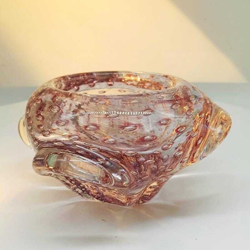 1960s Pink Ashtray Or Catch All In Murano Glass With Air Bubbles. Made In Italy. photo furniture