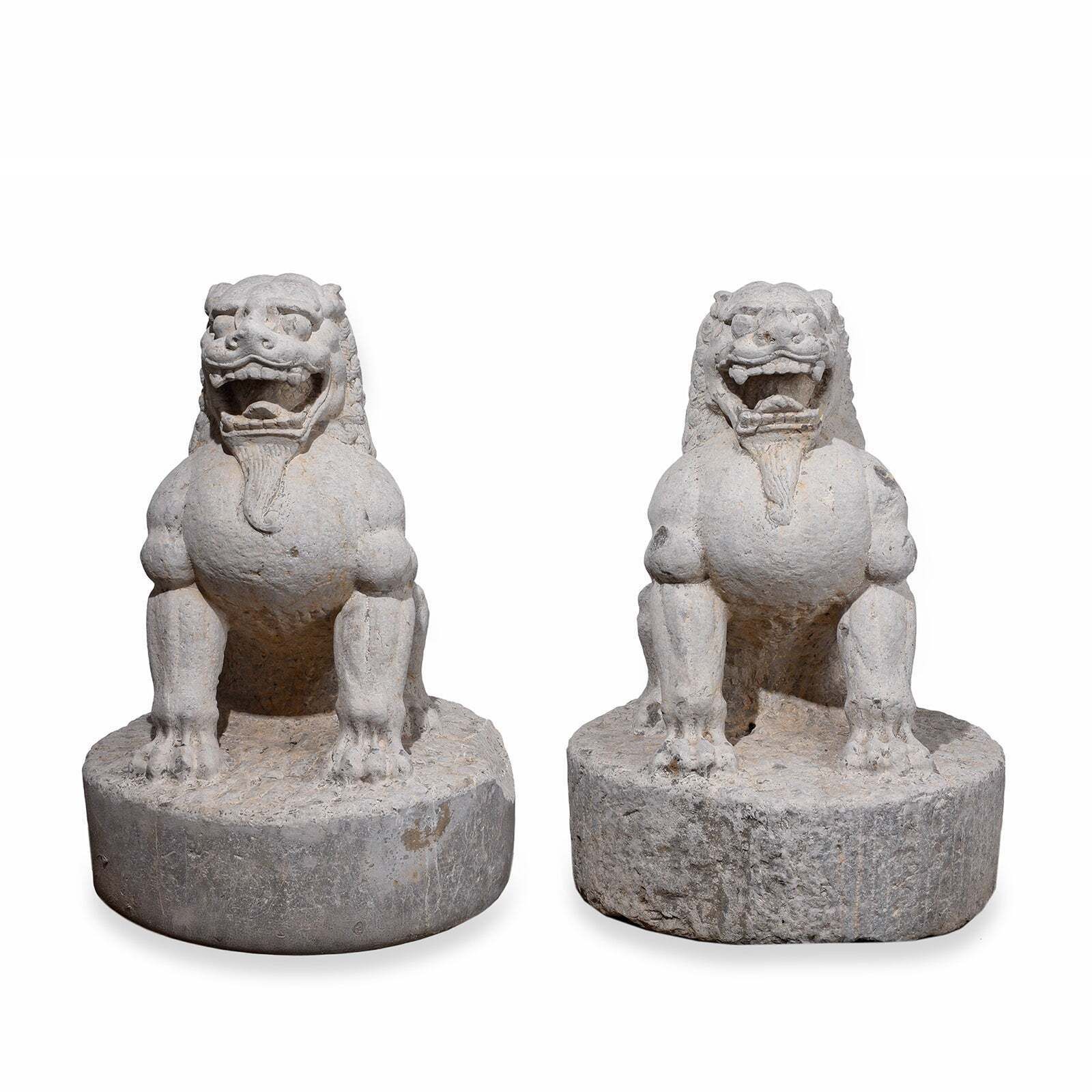 Pair Of Chinese Stone Guardian Lions (Foo Dogs) photo vinterior