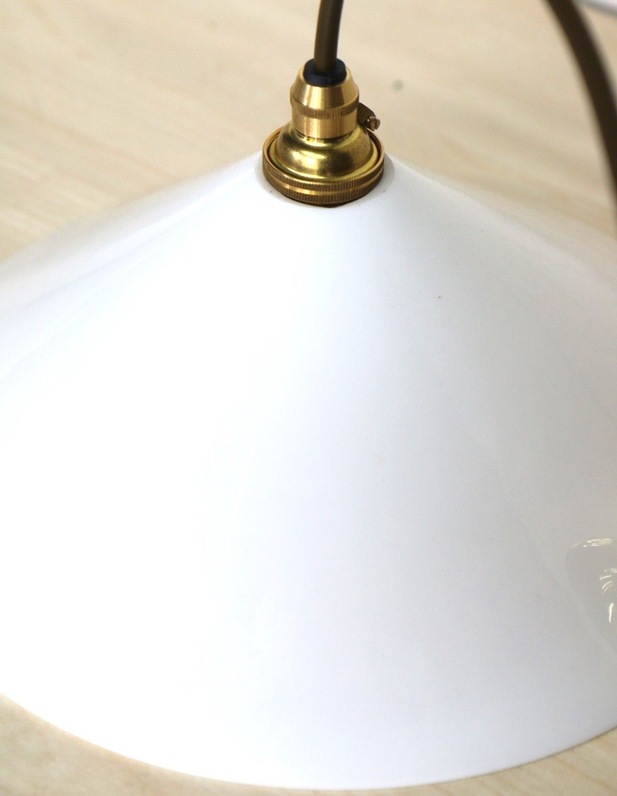 Ceiling Light 1930's White Spun Glass Coolie Lampshade Pendant New Fittings photo vinterior
