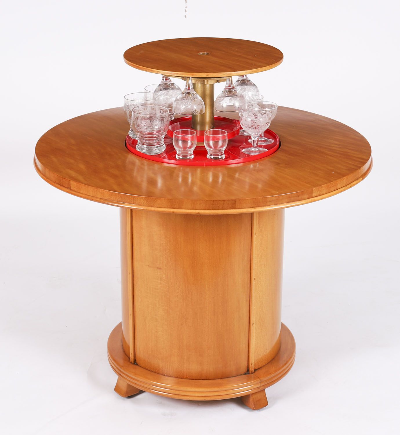 Satin Wood Pop Up Modernist Cocktail Cabinet C1950 photo Furniture