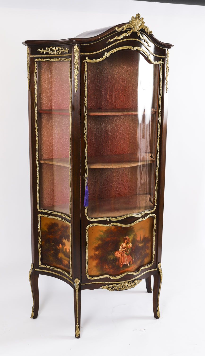 Antique Pair French Vernis Martin Vitrine Display Cabinets  19th C photo for sale