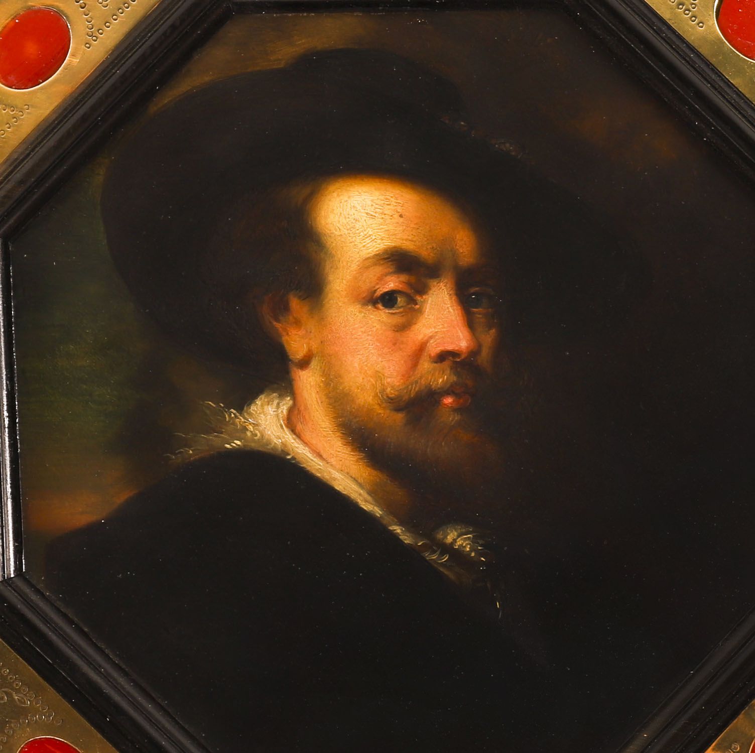 Antique Self Portrait Rubens By F. Flor For Flor & Findel 19th C photo furniture