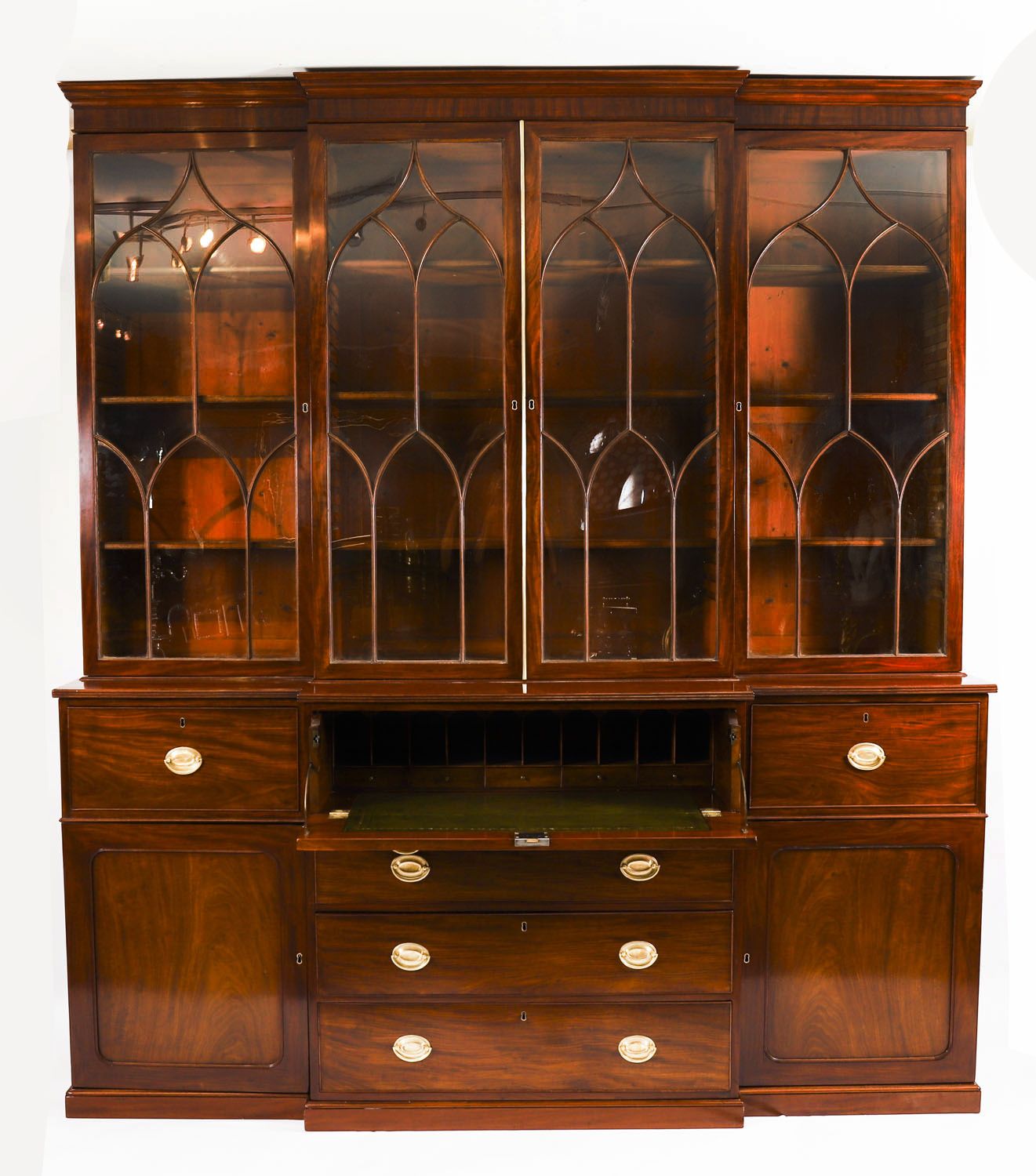 Antique George III Secretaire Breakfront Bookcase Circa1820 19thc photo for sale