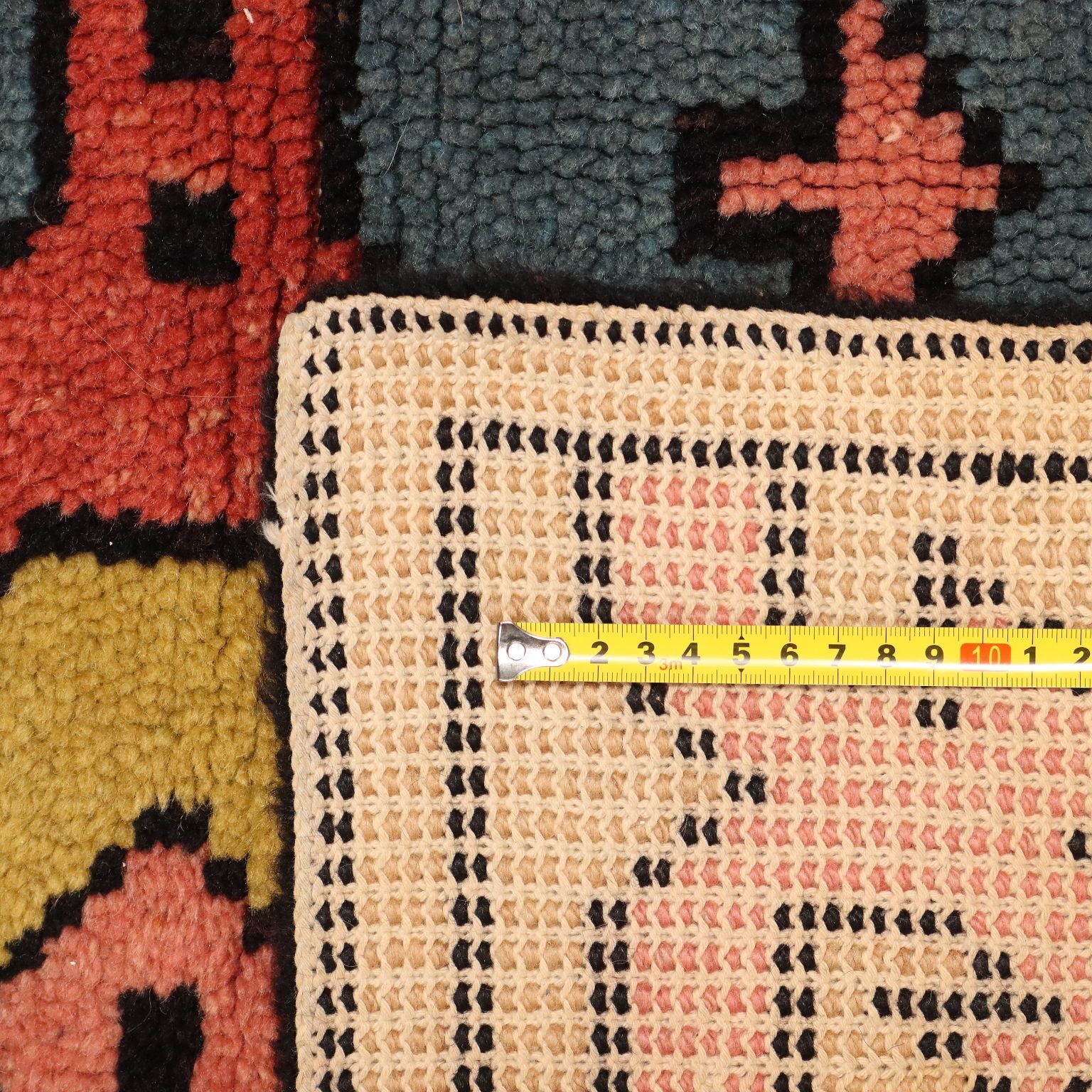 Vintage Carpet Cotton Wool Heavy Knot Italy 83 X 51 In photo vintage