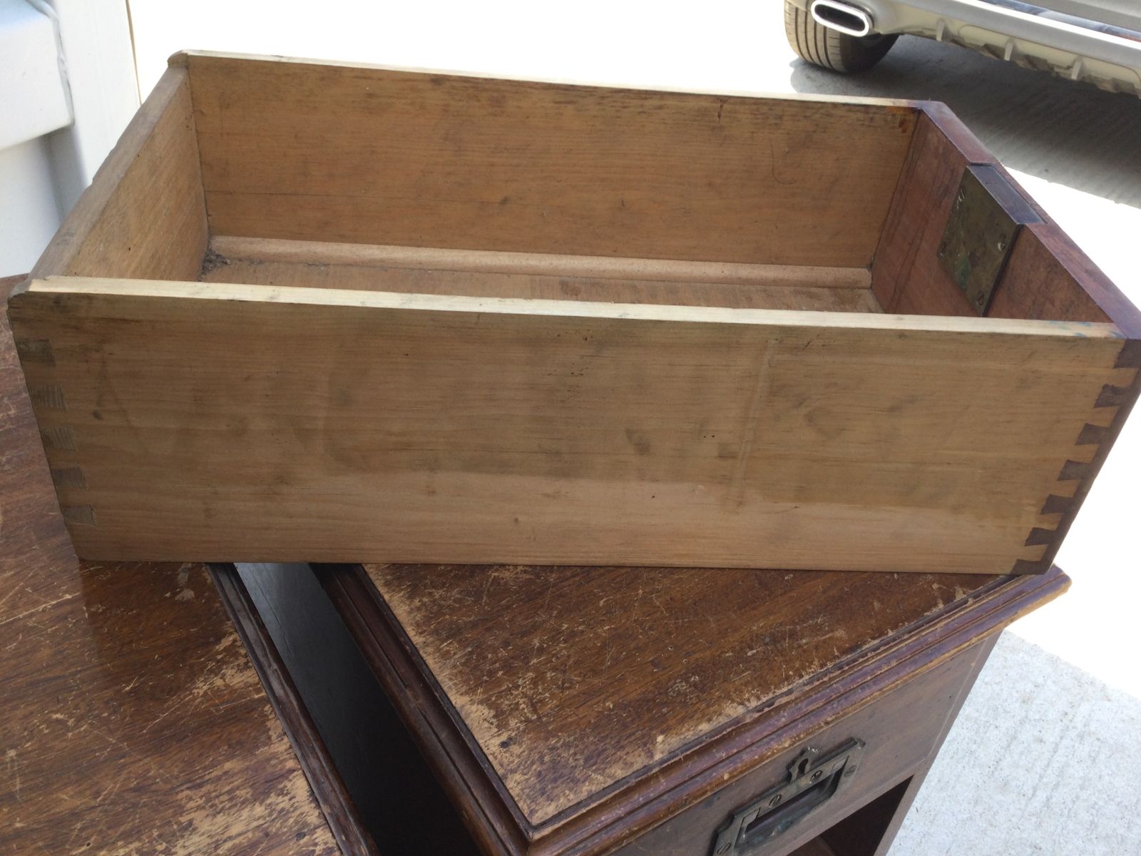Matching Pair Of Antique Mahogany Filing Drawers With Brass Handle– Perfect For Stylish Home Office, Retail, Or Studio Display." photo furniture