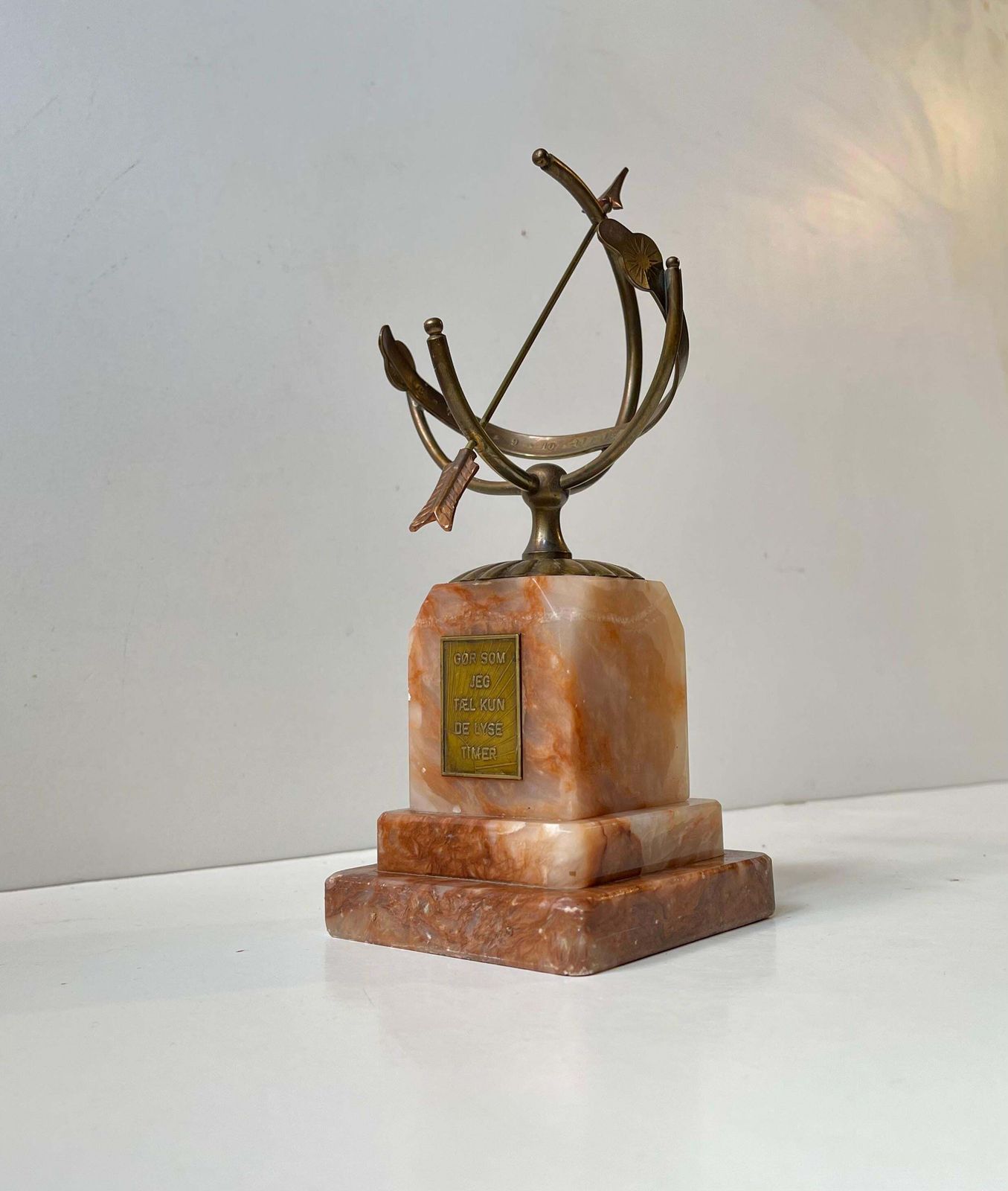 Danish Art Deco Desk Armillary   Sundial In Brass & Onyx Marble, 1940s photo 295.0