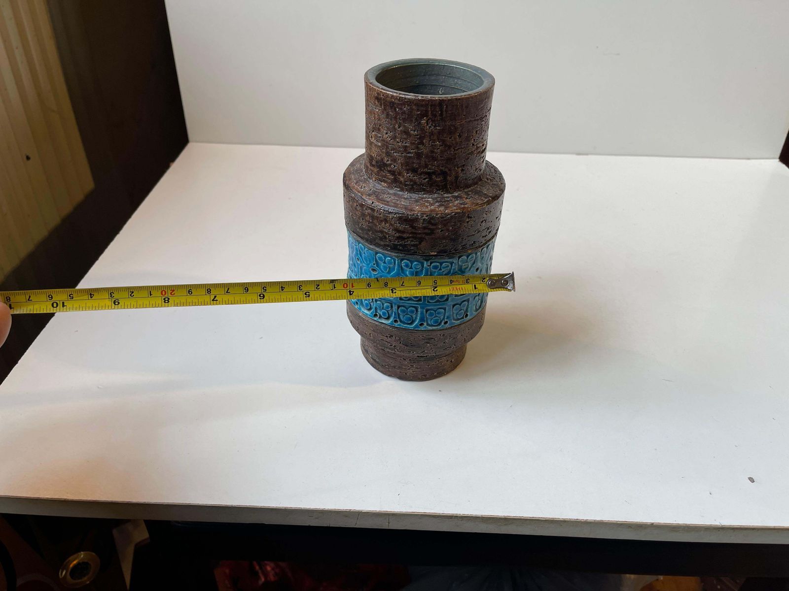 Italian Stoneware Vase Rimini Blue By Aldo Londi For Bitossi, 1960s photo vintage