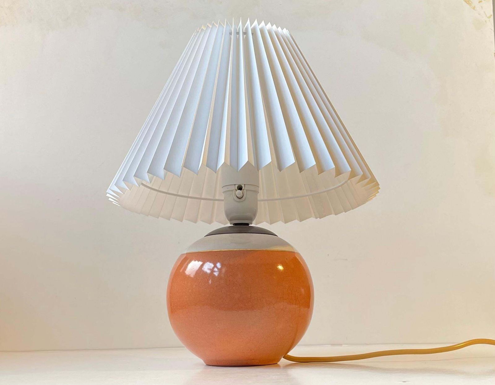 Art Deco Glazed Spherical Table Lamp By E. F. F. Copenhagen, 1930s photo Lighting