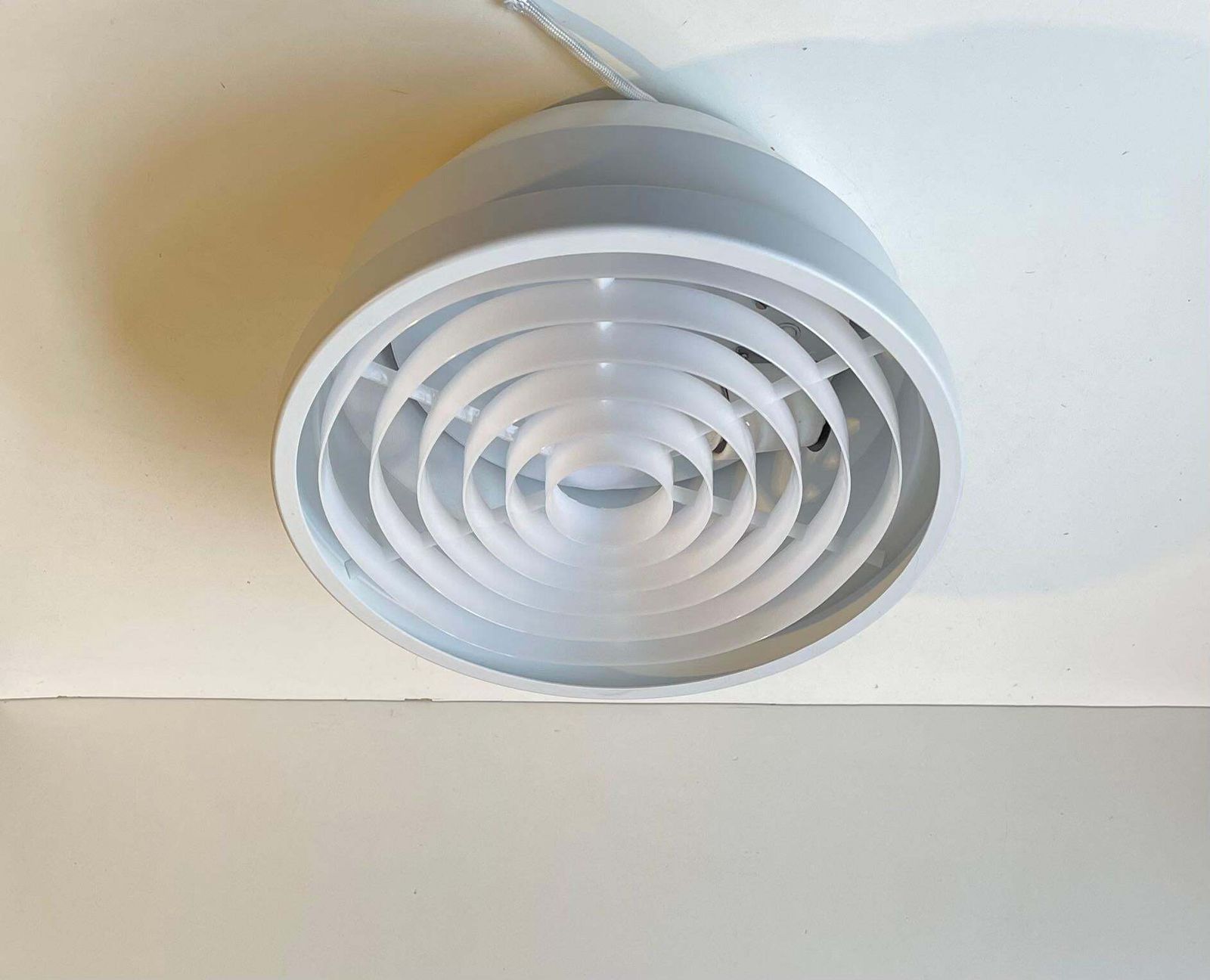 Danish Minimalist White Flush Mount By Svend Middelboe For Nordisk Solar, 1970s photo buy