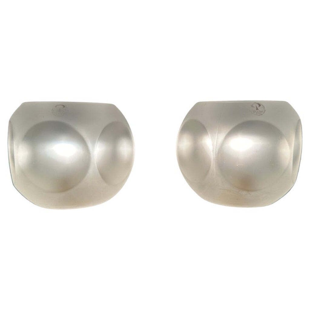 Pair Of 1970s German Peill & Putzler Frosted Circular Concave Glass Table Lamps
