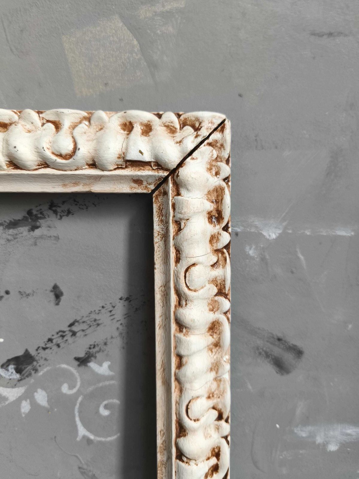 Antique Carved Wood Picture Frame, White Ornate Shabby Chic Gallery Wall Decor photo Home Decor