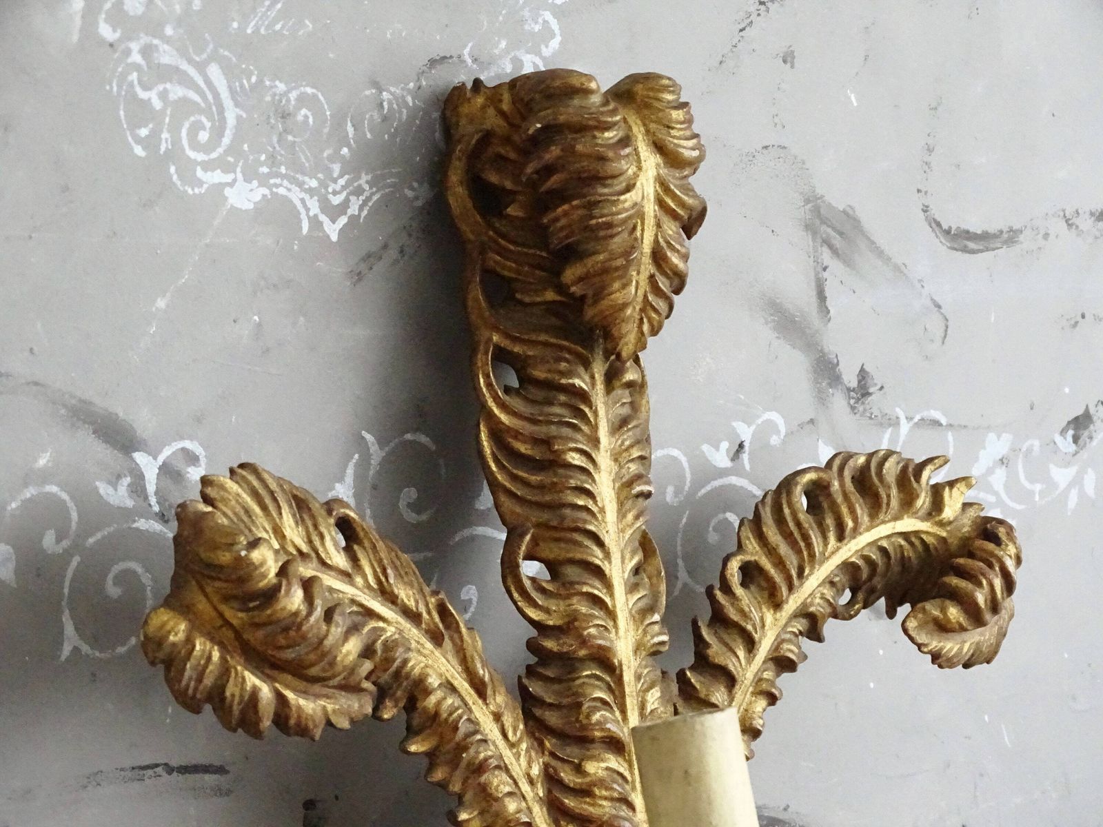 Antique Florentine Giltwood Wall Sconce: Hand Carved Wood, 2 Arm Candelabra photo for sale