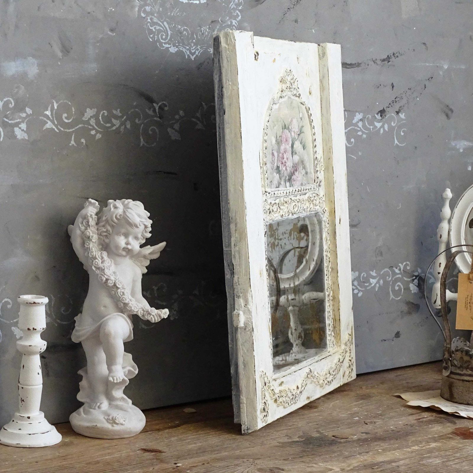 Handcrafted Trumeau Mirror: Shabby Chic French Antique Style photo vinterior