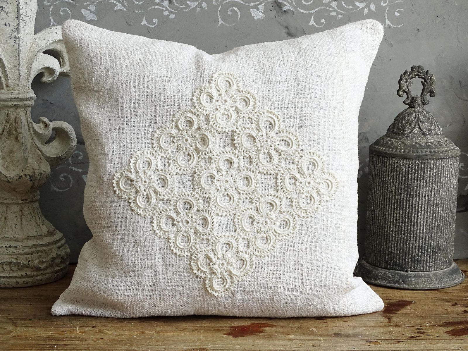 Set Of 9 Crochet Lace Pillow Covers: Shabby Chic Throw Cushion Combo photo 286.0