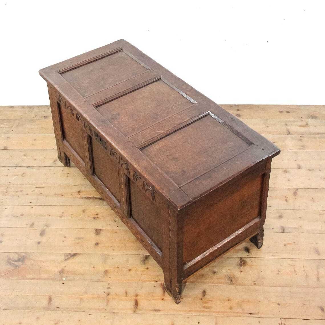 Antique Carved And Inlaid Oak Coffer  Antique Coffer  Antique Furniture Antiques  Antique Storage photo vinterior
