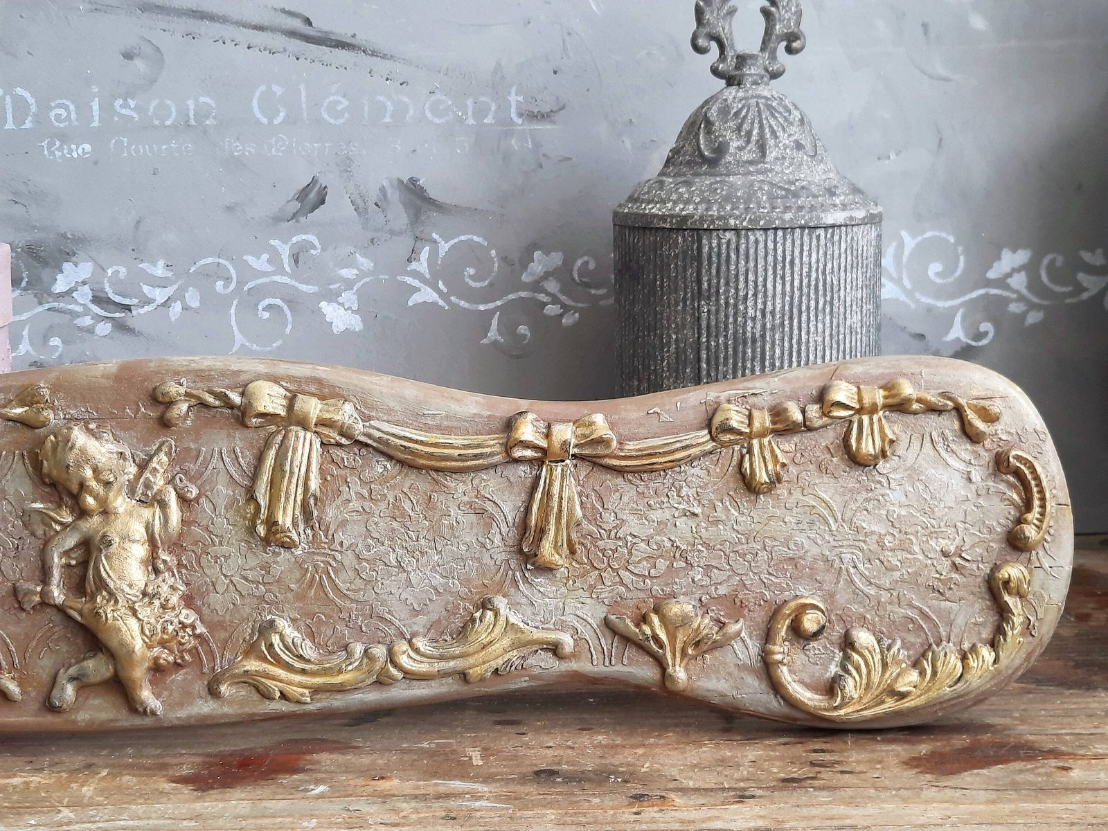 Baroque Cherub Wood Wall Plaque, Angel Panel: French Shabby Chic Decor photo buy