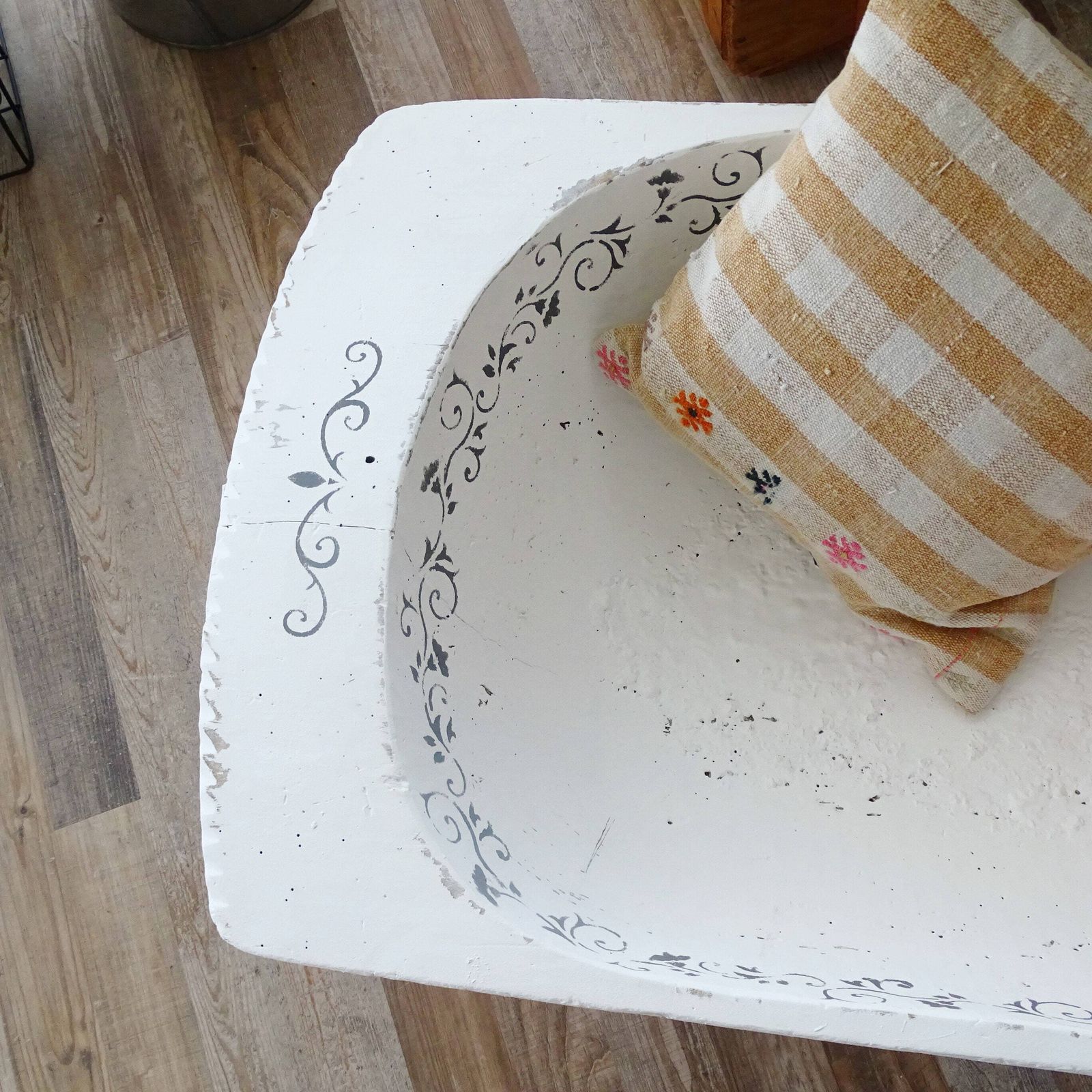 Extra Large Antique Wooden Trug: Hand Carved Shabby Chic Basket photo Home Decor