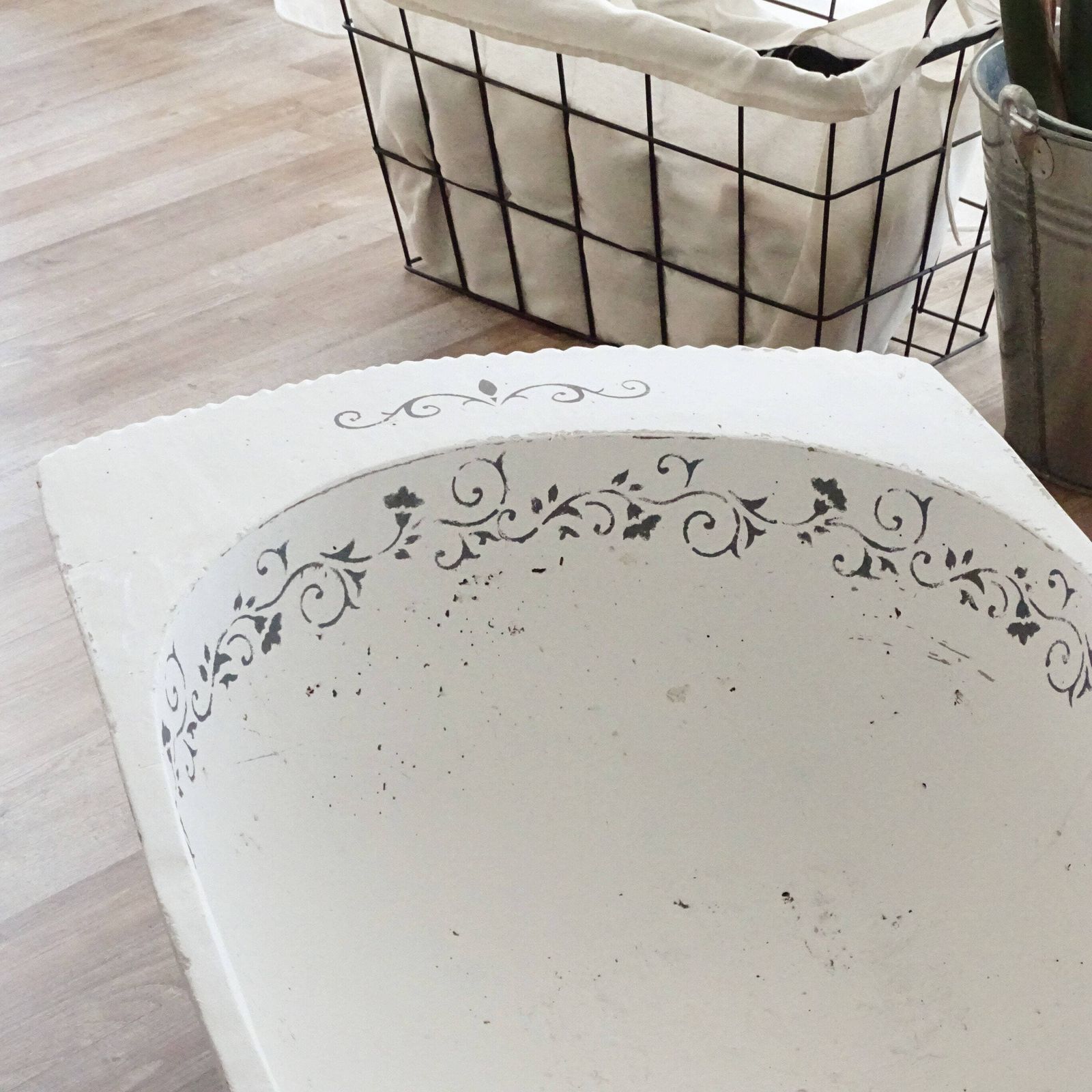 Extra Large Antique Wooden Trug: Hand Carved Shabby Chic Basket photo vintage