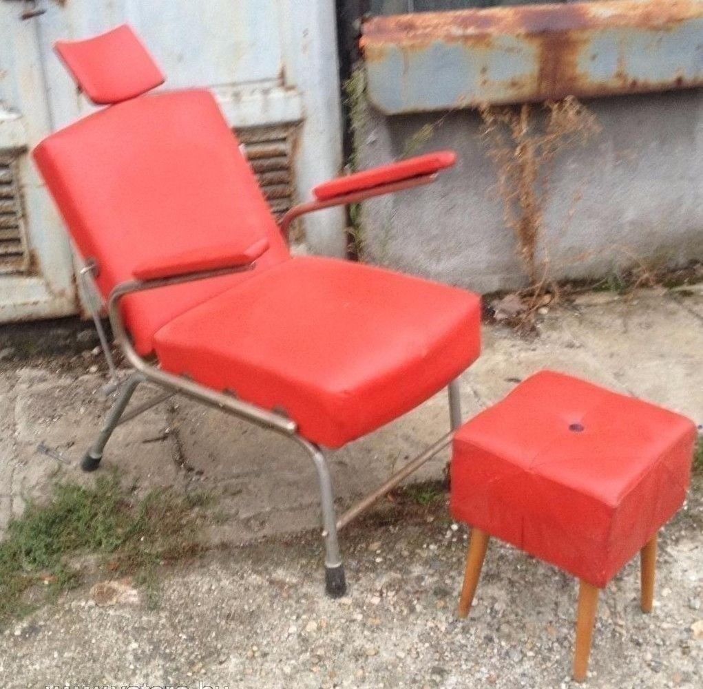 Awesome Vintage Cosmetic 60s Chair Quirky Furniture Seat Retro Bright Red Decor photo furniture