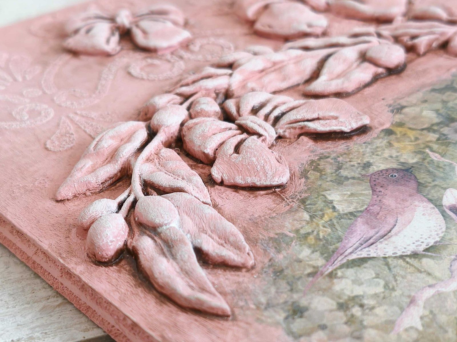 photo furniture French Country Birds Wall Panel: Shabby Chic Ornate Wood Plaque