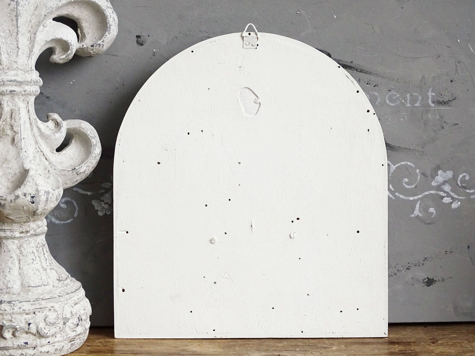 photo for sale White Wood Wall Plaque Of Plaster Mother And Child, Shabby Chic Wall Statuary