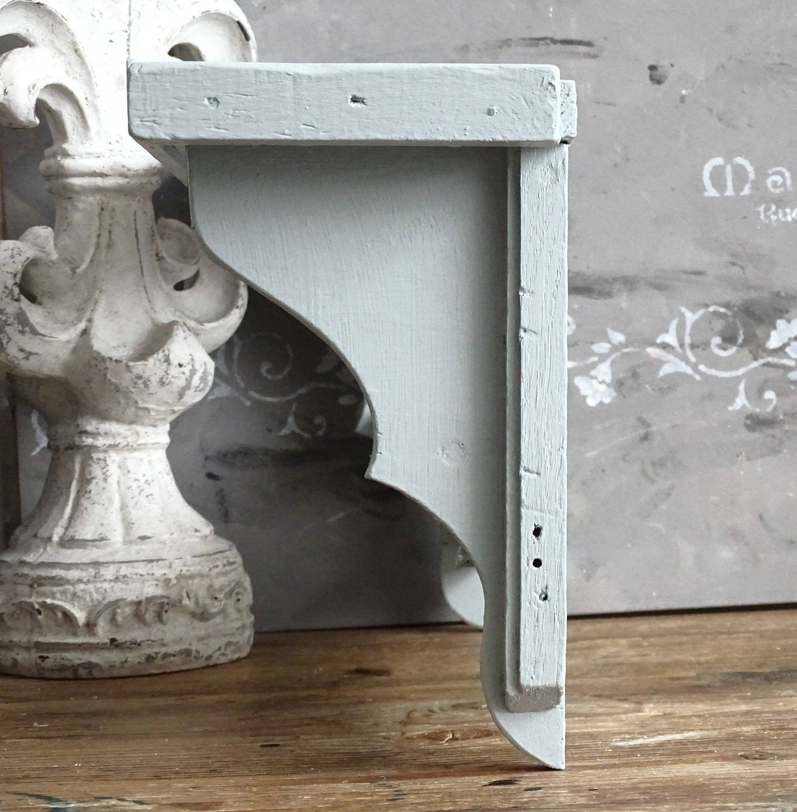 Blue 2 Tier Corbel Shelf: Shabby Chic Wood Wall Spice Rack photo buy