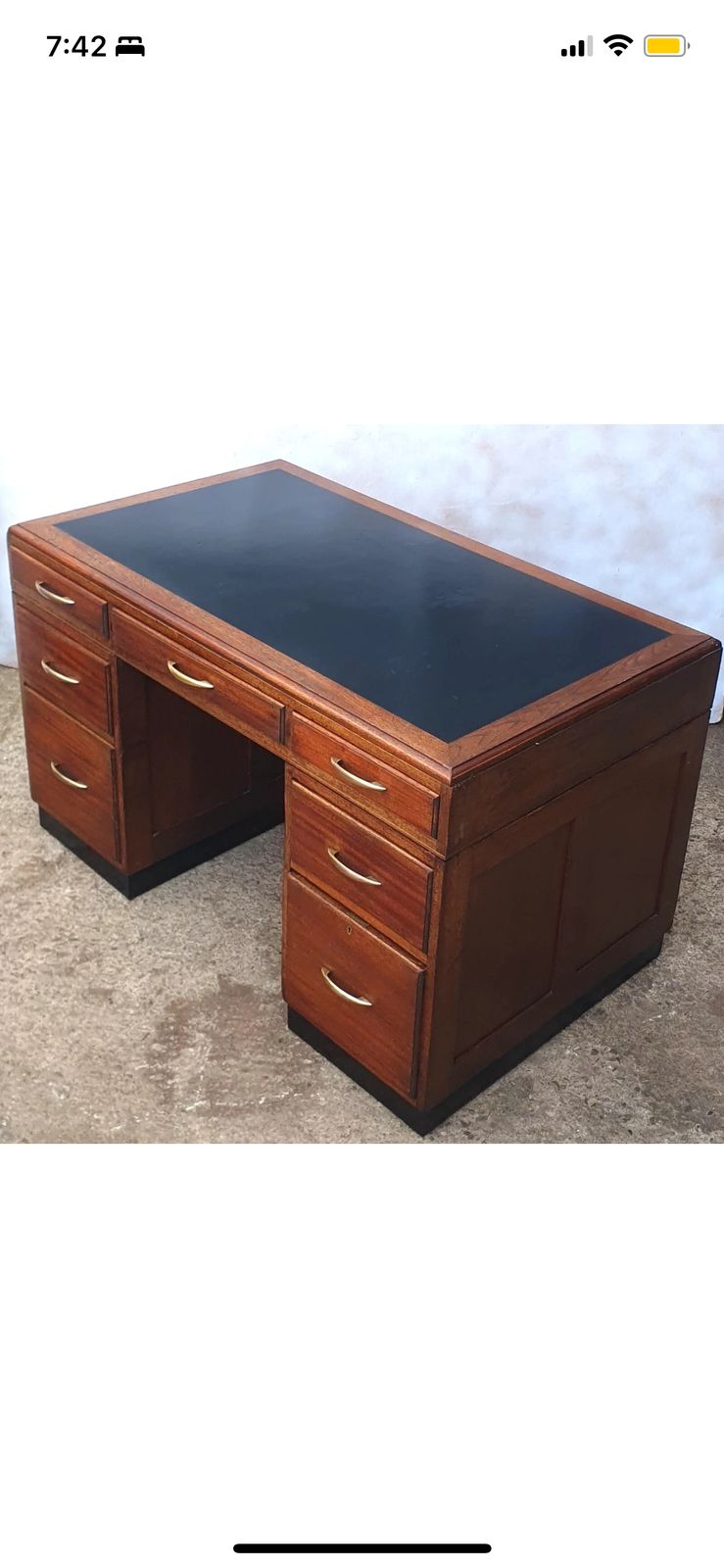 1930s– Large Art Deco Desk With Drawers H.Baldock & Sons, Mahogany photo for sale