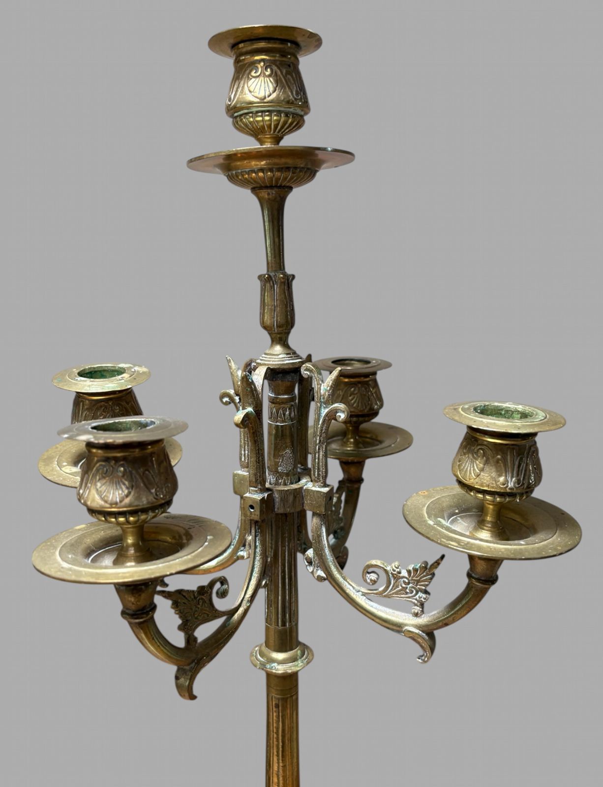 A Pair Of Attractive Brass Candelabra Possibly French photo for sale
