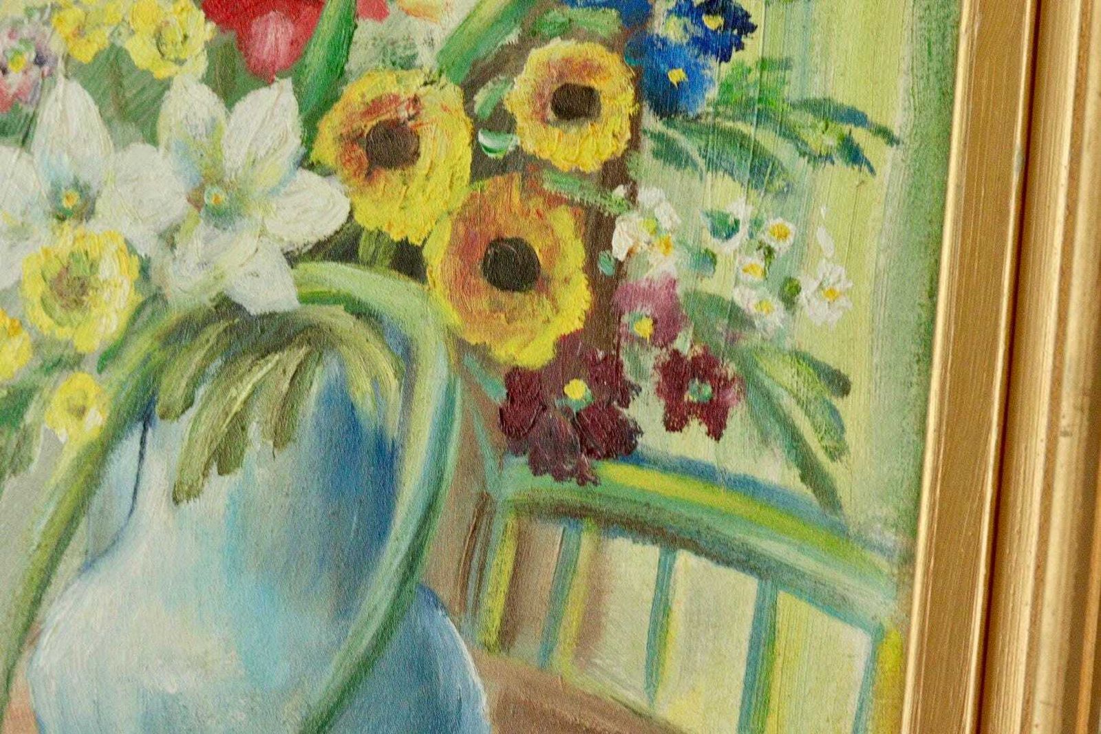 Original Swedish Vintage Oil On Canvas – “Still Life Flowers” By Hilding N – Signed  59 X 49 Cm (23.2" X 19.3") photo buy