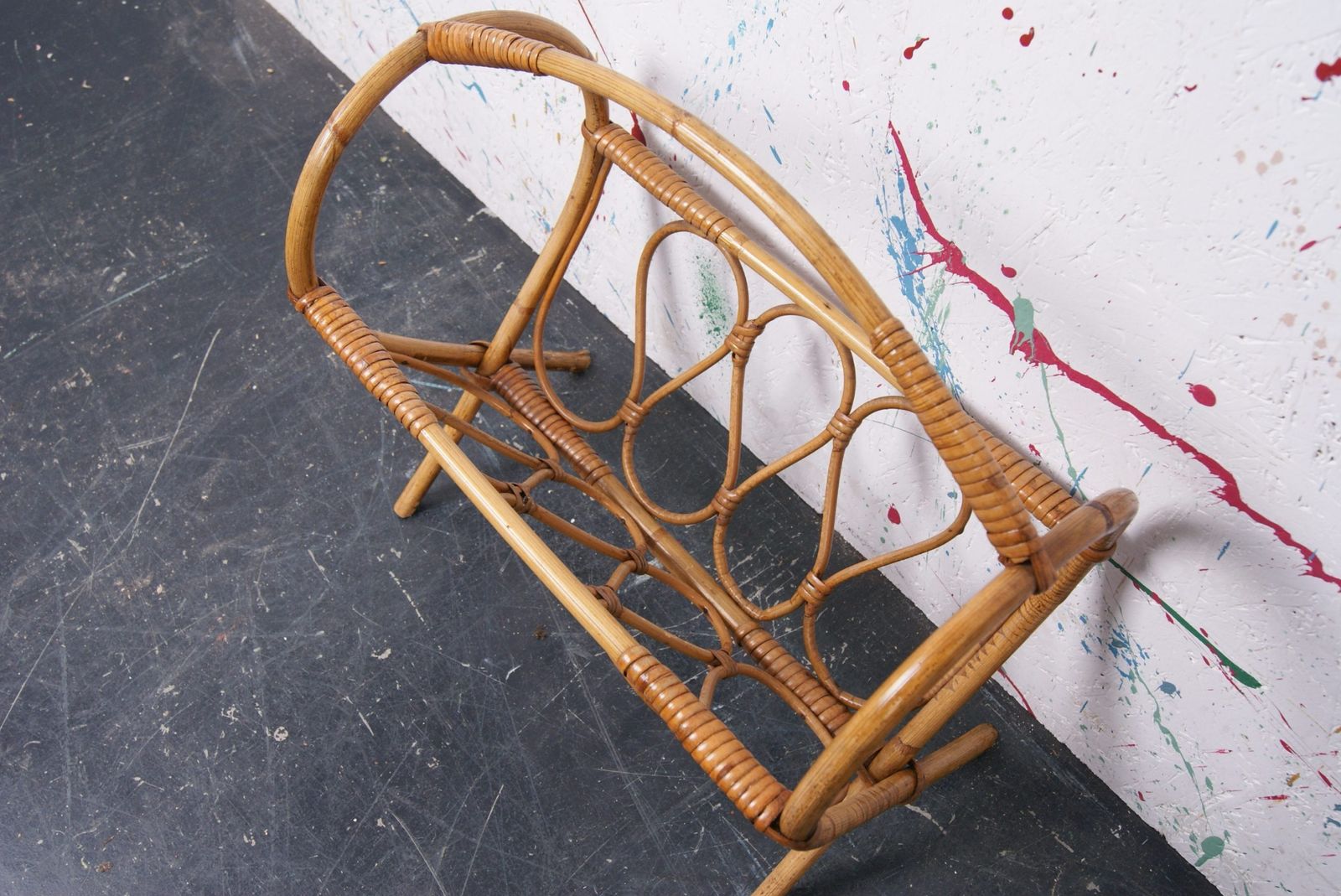 French Bamboo Magazine Rack photo for sale