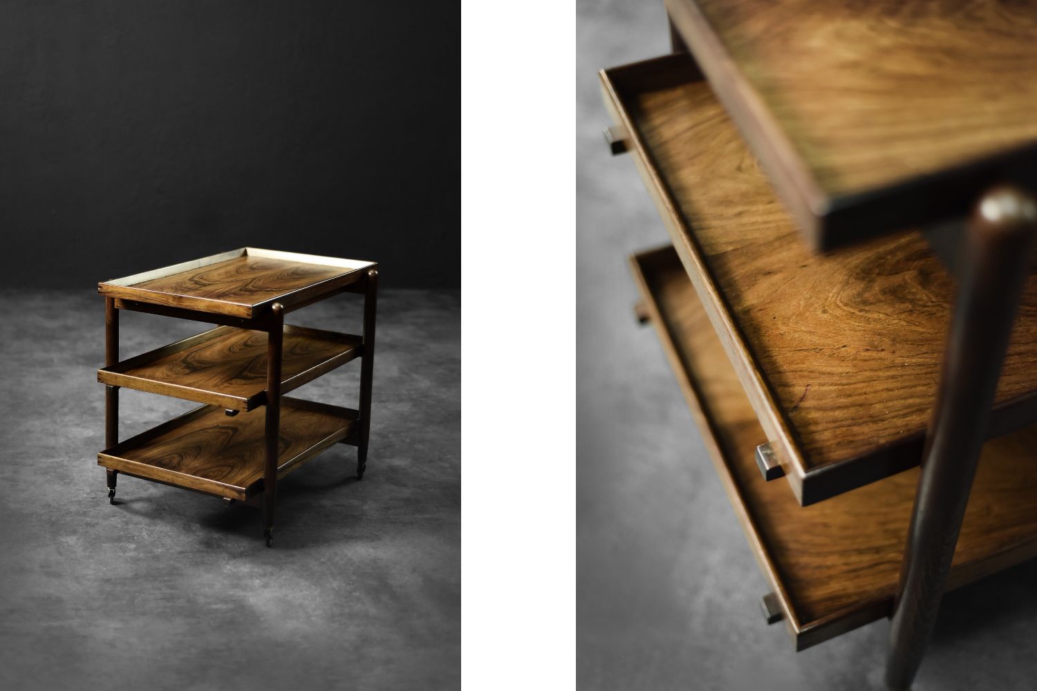 Vintage Danish Rosewood Serving Trolley By Poul Hundevad, 1960s photo vinterior