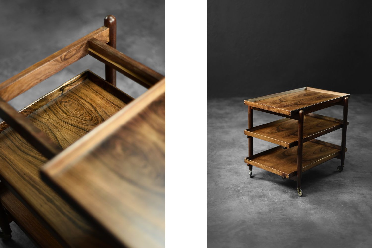 3383.0 Vintage Danish Rosewood Serving Trolley By Poul Hundevad, 1960s photo