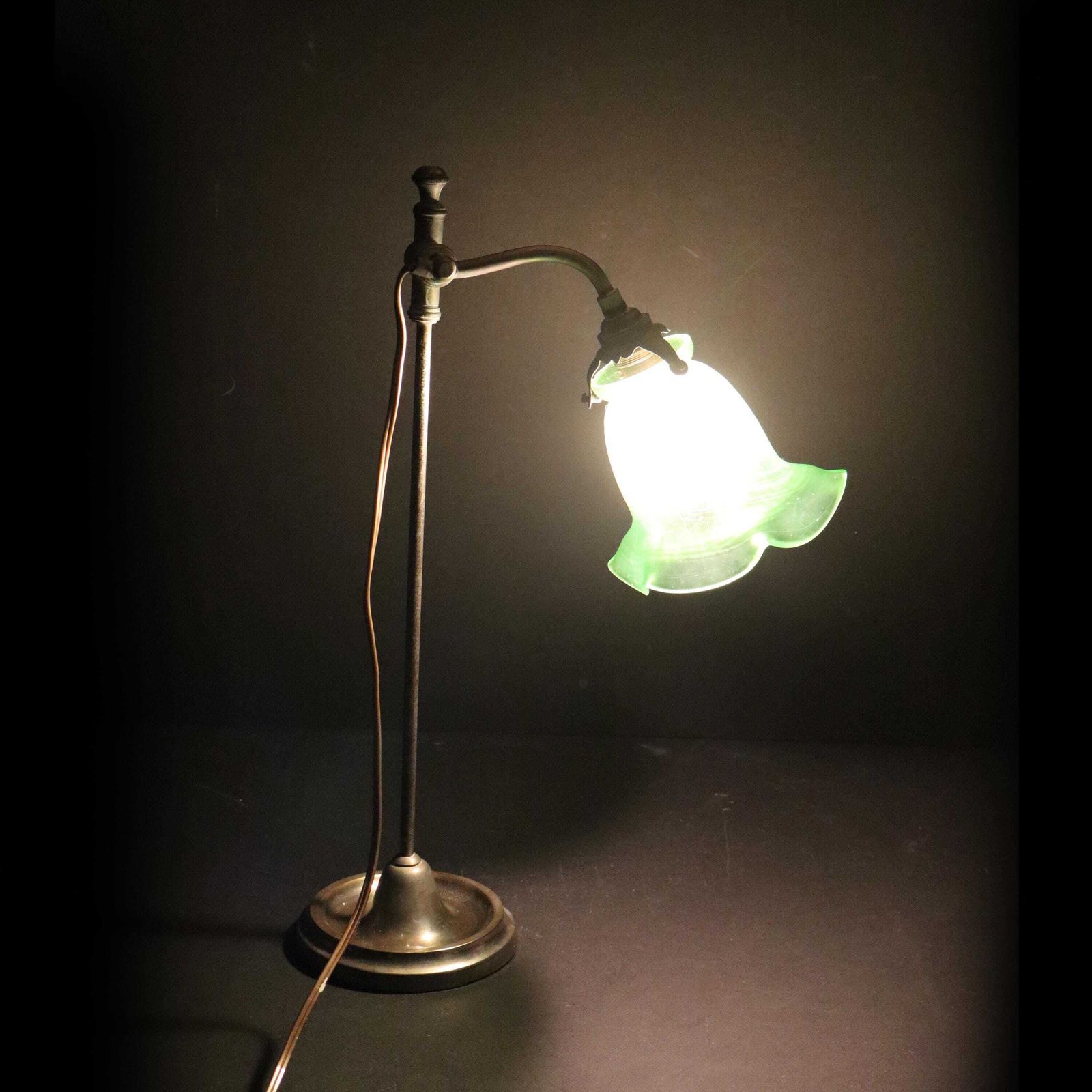 Antique French Desk Lamp – Nickel Plated Brass Bedside Table Lamp photo furniture