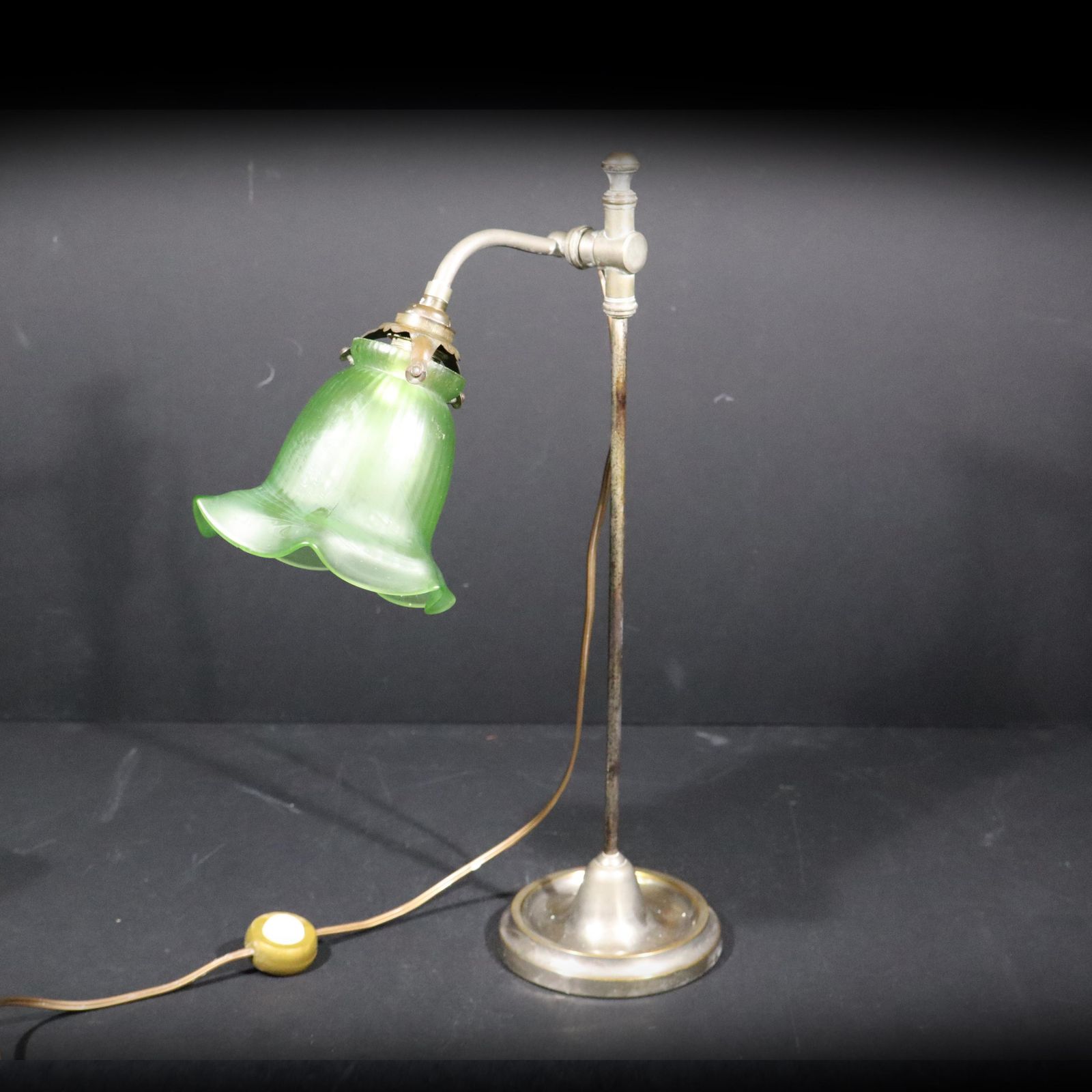 Antique French Desk Lamp – Nickel Plated Brass Bedside Table Lamp photo Lighting