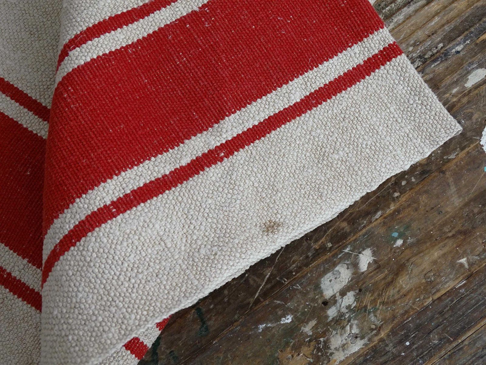 Set Of 2 Antique French Linen Tea Towels: Red Stripes, Unused 1900s Torchon photo buy