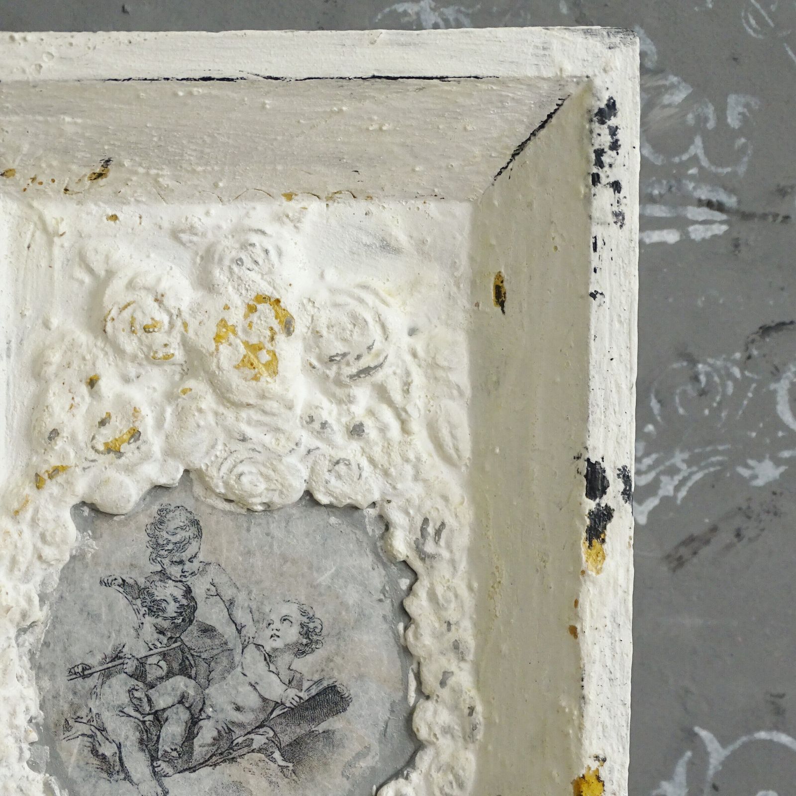 Shabby Chic Cherub Wall Panel: Victorian French Style, Distressed Wood photo 70.0