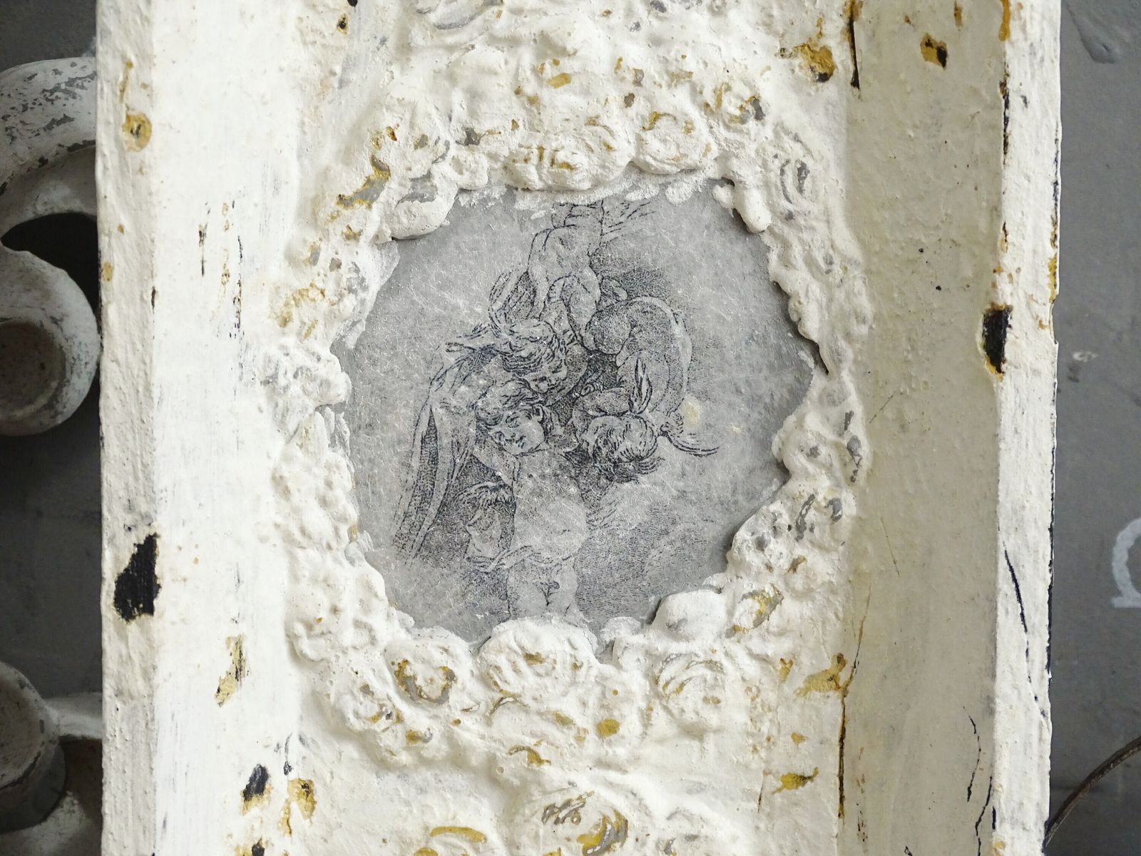 photo furniture Shabby Chic Cherub Wall Panel: Victorian French Style, Distressed Wood