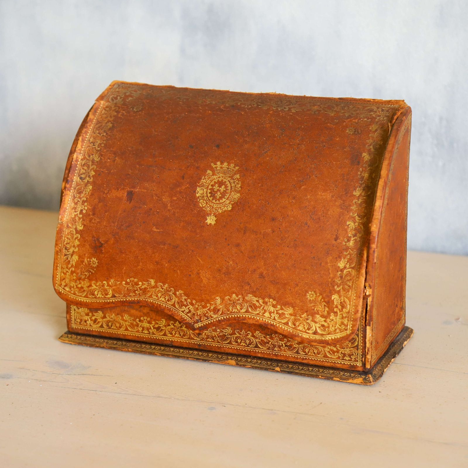 Small Leather Stationery Box With Pale Green Watered Silk Interior   Early 20th Century photo furniture