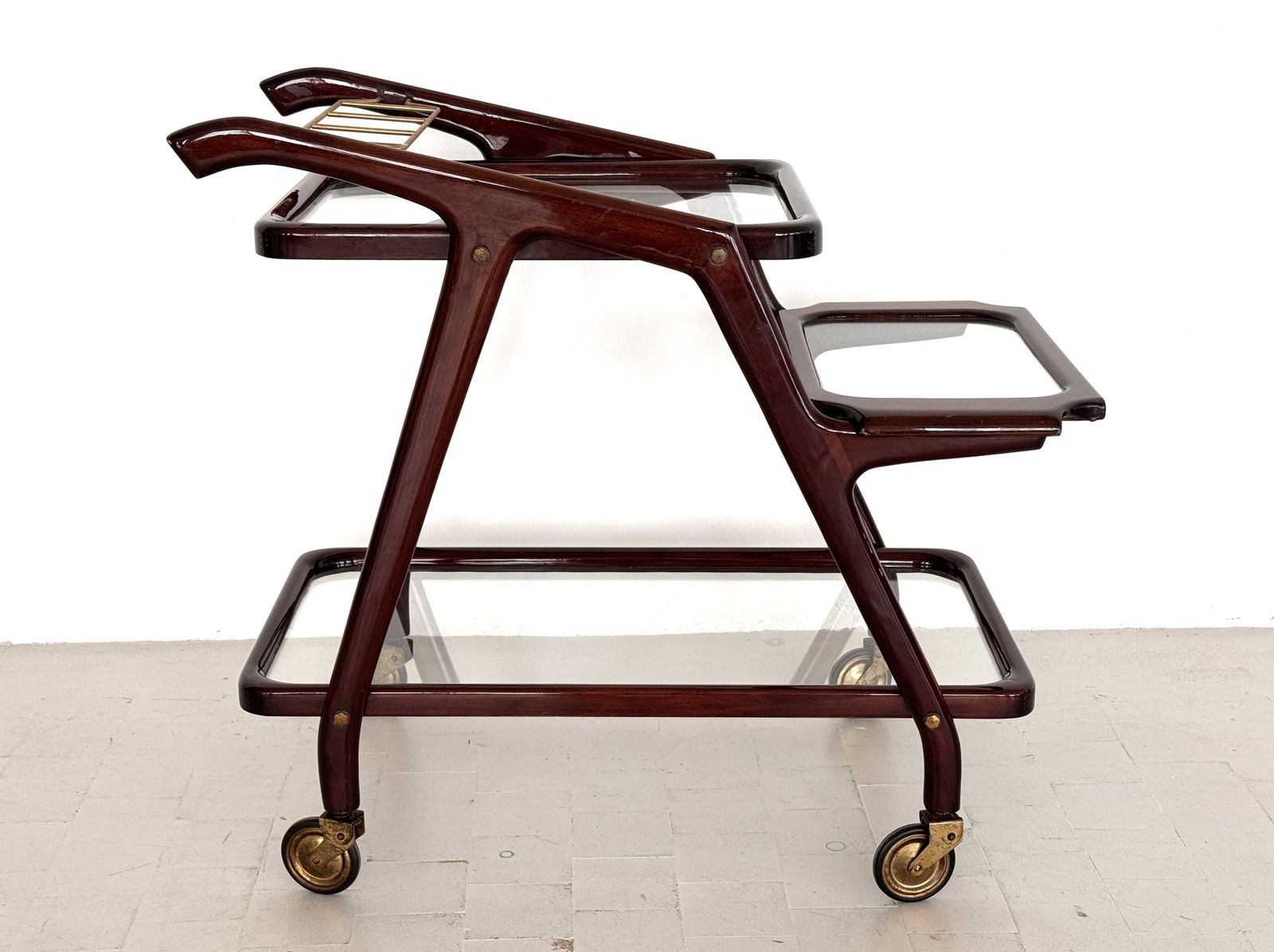 Italian Midcentury Serving Cart Or Trolley In Cesare Lacca Style, 1960s photo furniture