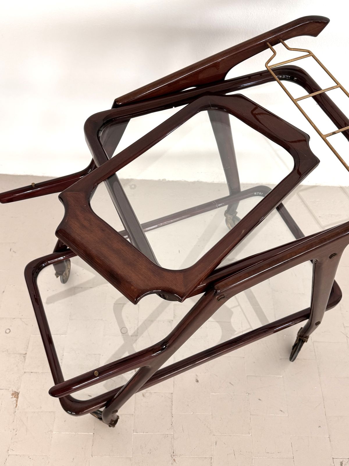 Italian Midcentury Serving Cart Or Trolley In Cesare Lacca Style, 1960s photo for sale