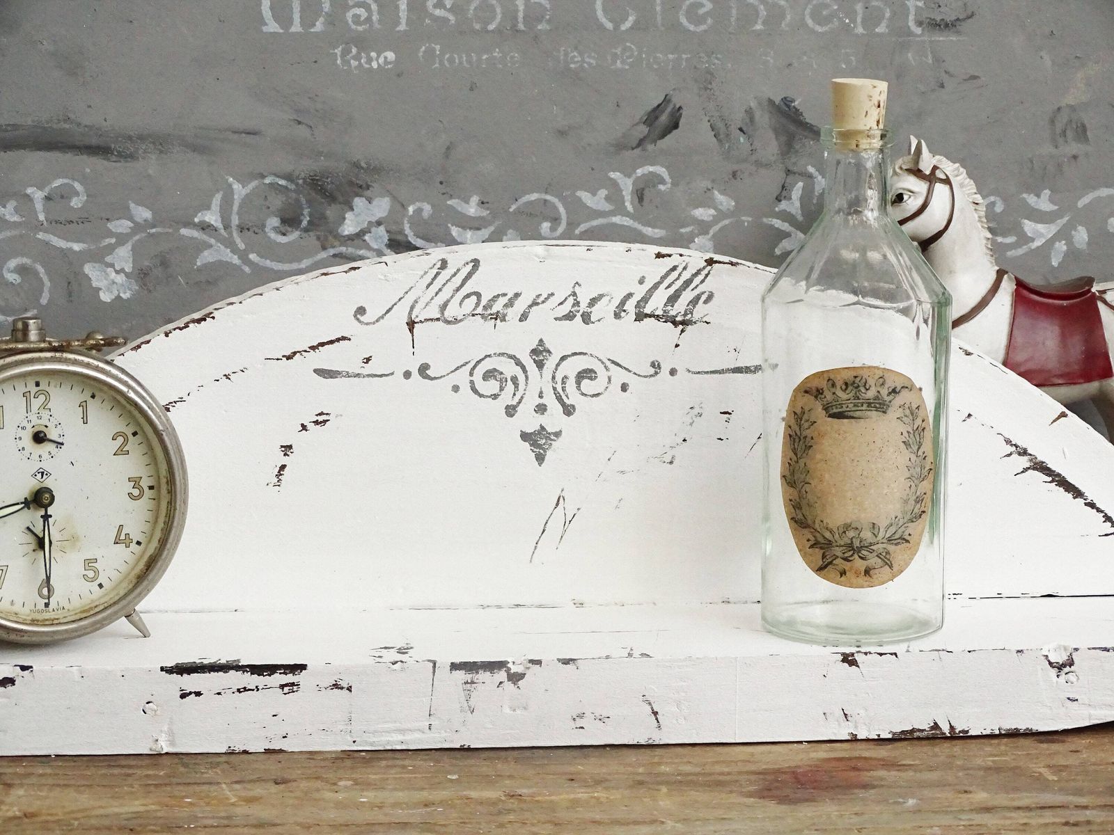 Antique Wood Wall Shelf: Shabby Chic Farmhouse Decor photo Furniture