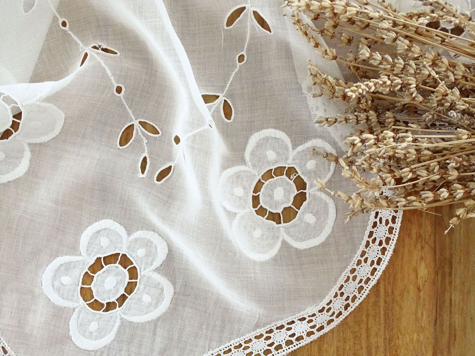 Antique Richelieu Lace Tablecloth: Hand Crochet Floral Embroidery, French Heirloom Linen photo vintage
