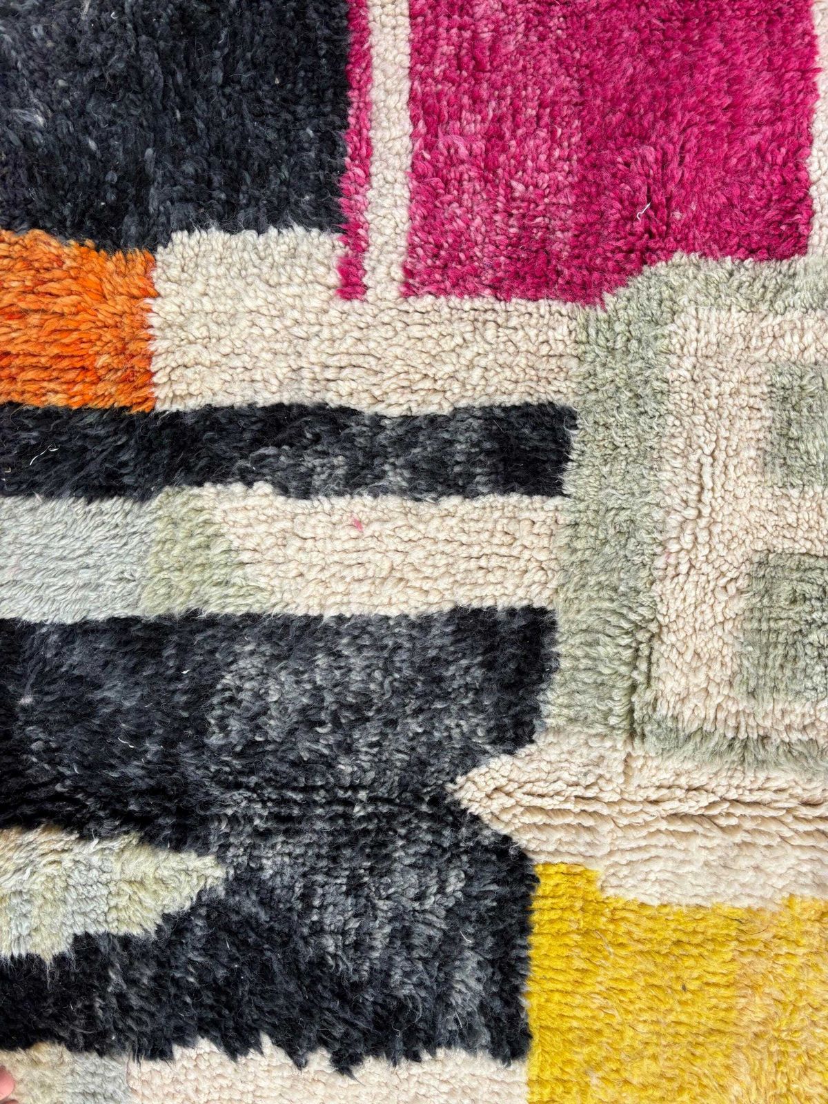 photo for sale Moroccan Berber Rug 200x260 Cm, Colorful Beni Ourain Rug, Handmade Wool Rug, Shaggy Rug, Decorative Berber Rug, Living Room Rug