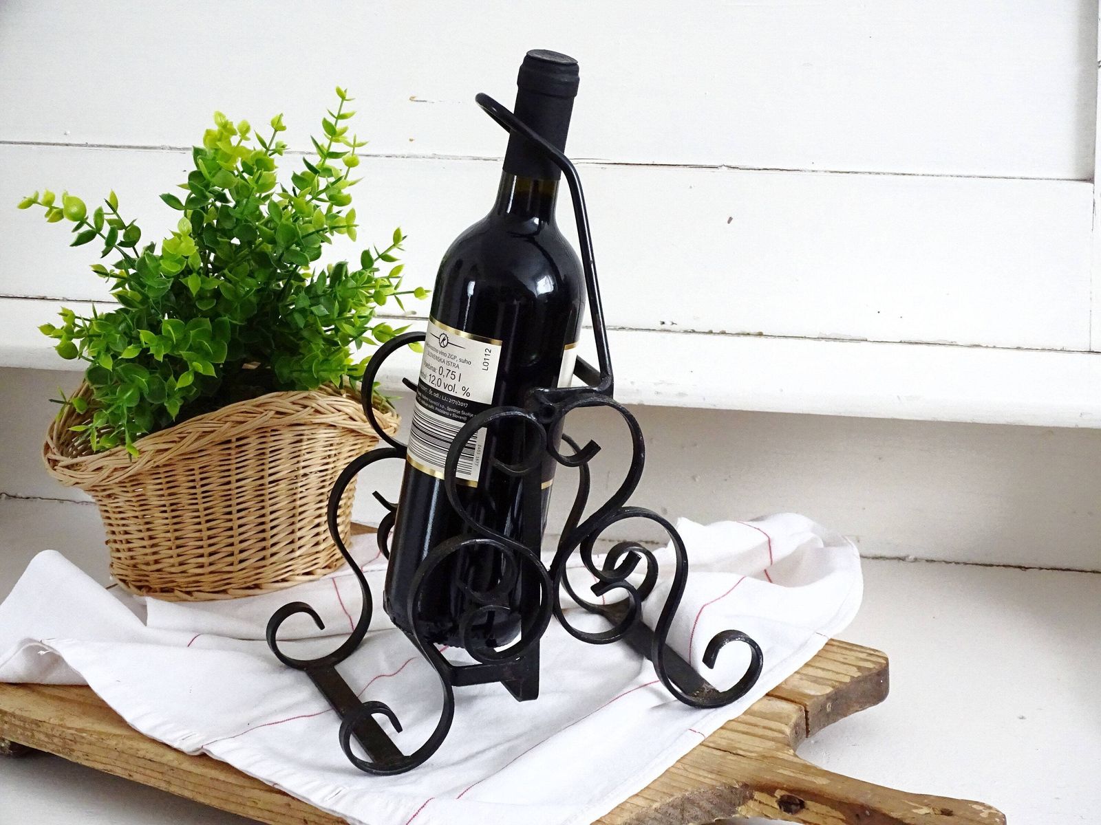 French Wrought Iron Wine Bottle Holder: Gothic Tabletop Barware photo 50.0